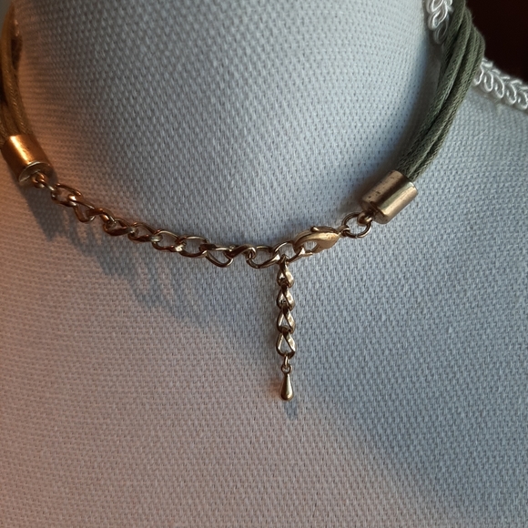 Tortoise Circle Pendant On Multi Strand Green Cord Necklace - Picture 4 of 4